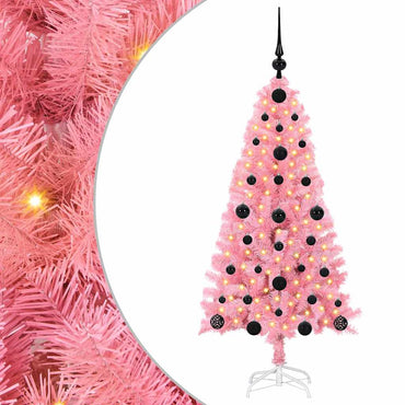 vidaXL Weihnachtsbaum mit 150 LEDs mit Ständer Rosa 120 cm PVC