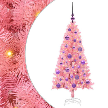 vidaXL Weihnachtsbaum mit 150 LEDs mit Ständer Rosa 120 cm PVC