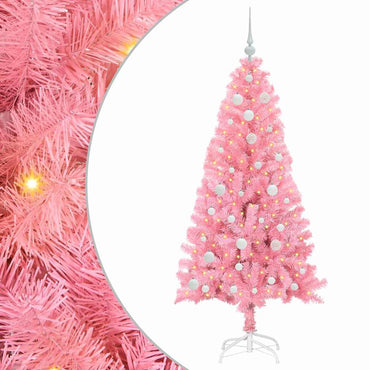 vidaXL Sapin de Noël avec 150 LED et support Rose 150 cm PVC