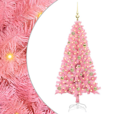 vidaXL Sapin de Noël avec 150 LED et support Rose 150 cm PVC