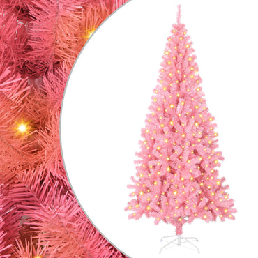vidaXL Weihnachtsbaum mit 300 LEDs mit Ständer Rosa 180 cm PVC
