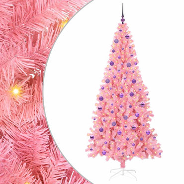 vidaXL Weihnachtsbaum mit 300 LEDs mit Ständer Rosa 210 cm PVC