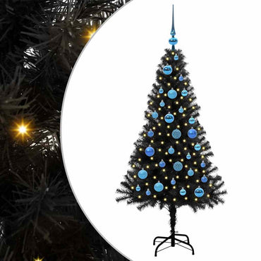 vidaXL Sapin de Noël avec 150 LED et support Noir 150 cm PVC