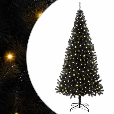vidaXL Sapin de Noël avec 300 LED et support Noir 180 cm PVC