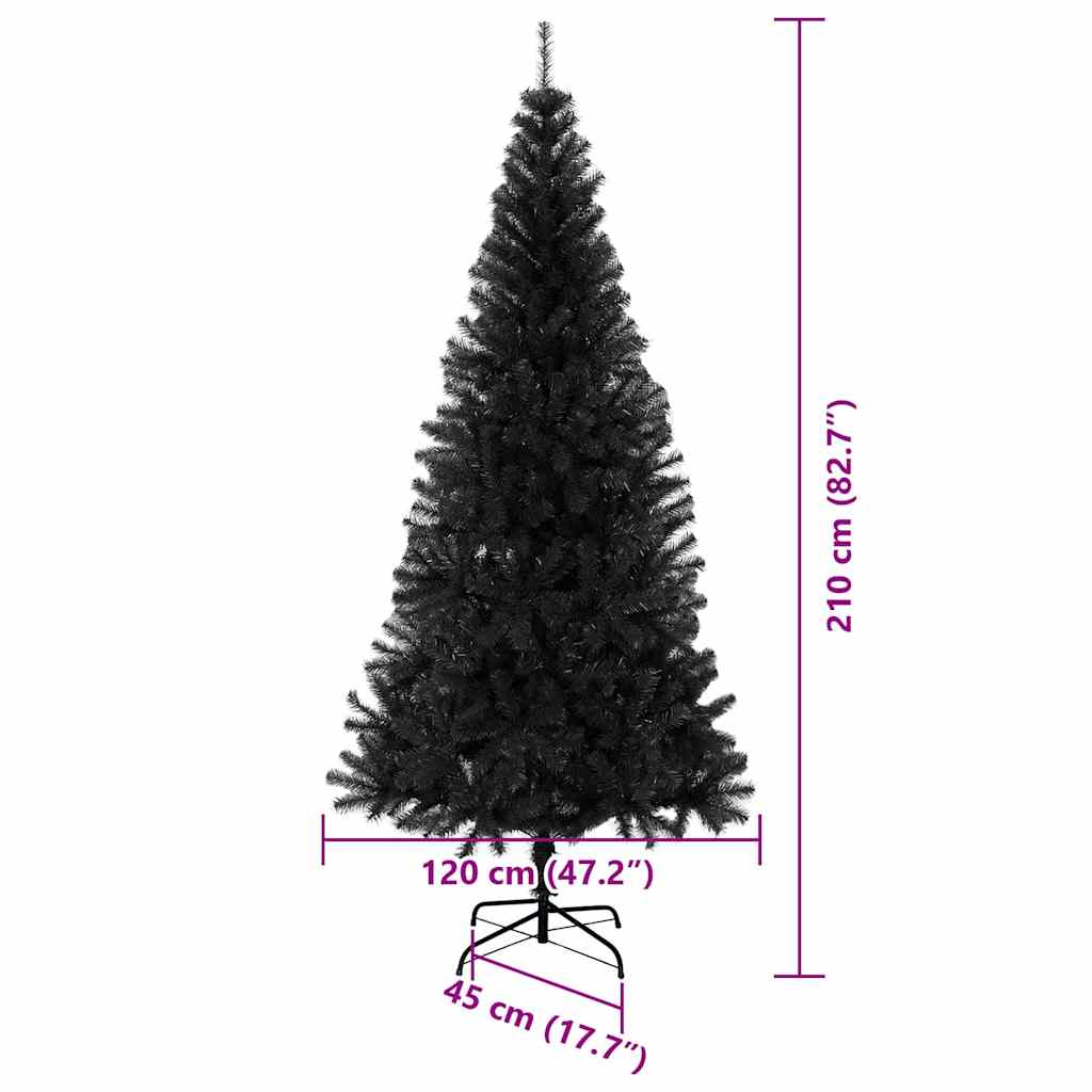 vidaXL Weihnachtsbaum mit 300 LEDs mit Ständer Schwarz 210 cm PVC