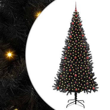 vidaXL Weihnachtsbaum mit 300 LEDs mit Ständer Schwarz 240 cm PVC