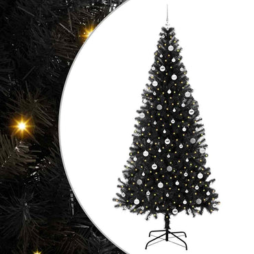 vidaXL Weihnachtsbaum mit 300 LEDs mit Ständer Schwarz 240 cm PVC