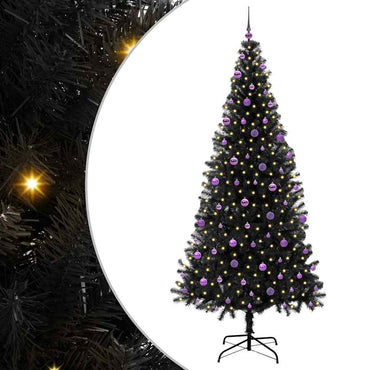 vidaXL Weihnachtsbaum mit 300 LEDs mit Ständer Schwarz 240 cm PVC