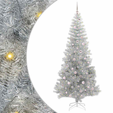 vidaXL Weihnachtsbaum mit 300 LEDs mit Ständer Silber 240 cm PET