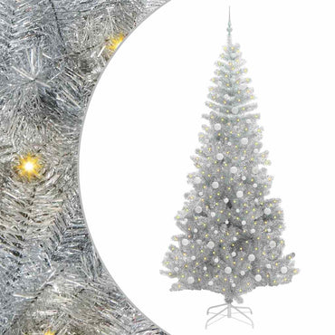 vidaXL Weihnachtsbaum mit 300 LEDs mit Ständer Silber 240 cm PET