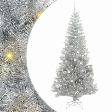 vidaXL Weihnachtsbaum mit 300 LEDs mit Ständer Silber 240 cm PET