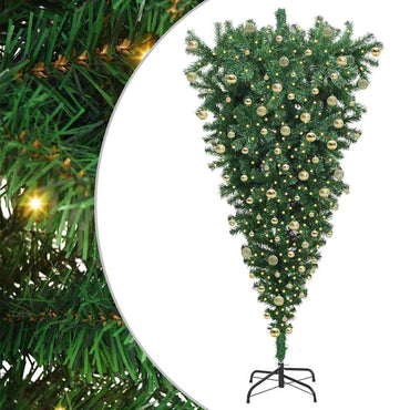 vidaXL Umgedrehter Kunst Weihnachtsbaum mit Kugelset Grün 180 cm PVC