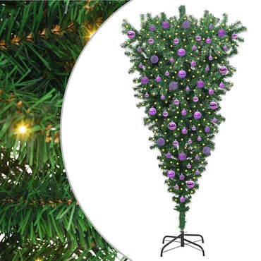 vidaXL Umgedrehter Kunst Weihnachtsbaum mit Kugelset Grün 180 cm PVC