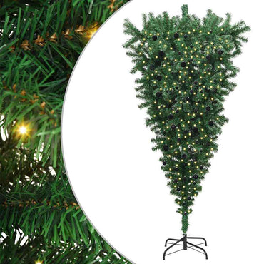 vidaXL Umgedrehter Kunst Weihnachtsbaum mit Kugelset Grün 240 cm PVC