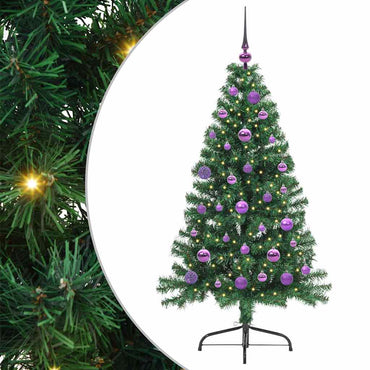 vidaXL Künstlicher vorbeleuchteter Weihnachtsbaum Grün 150 cm PVC