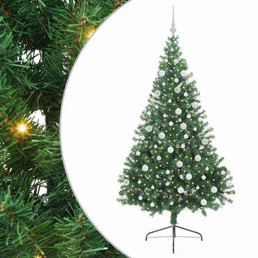 vidaXL Künstlicher vorbeleuchteter Weihnachtsbaum Grün 180 cm PVC