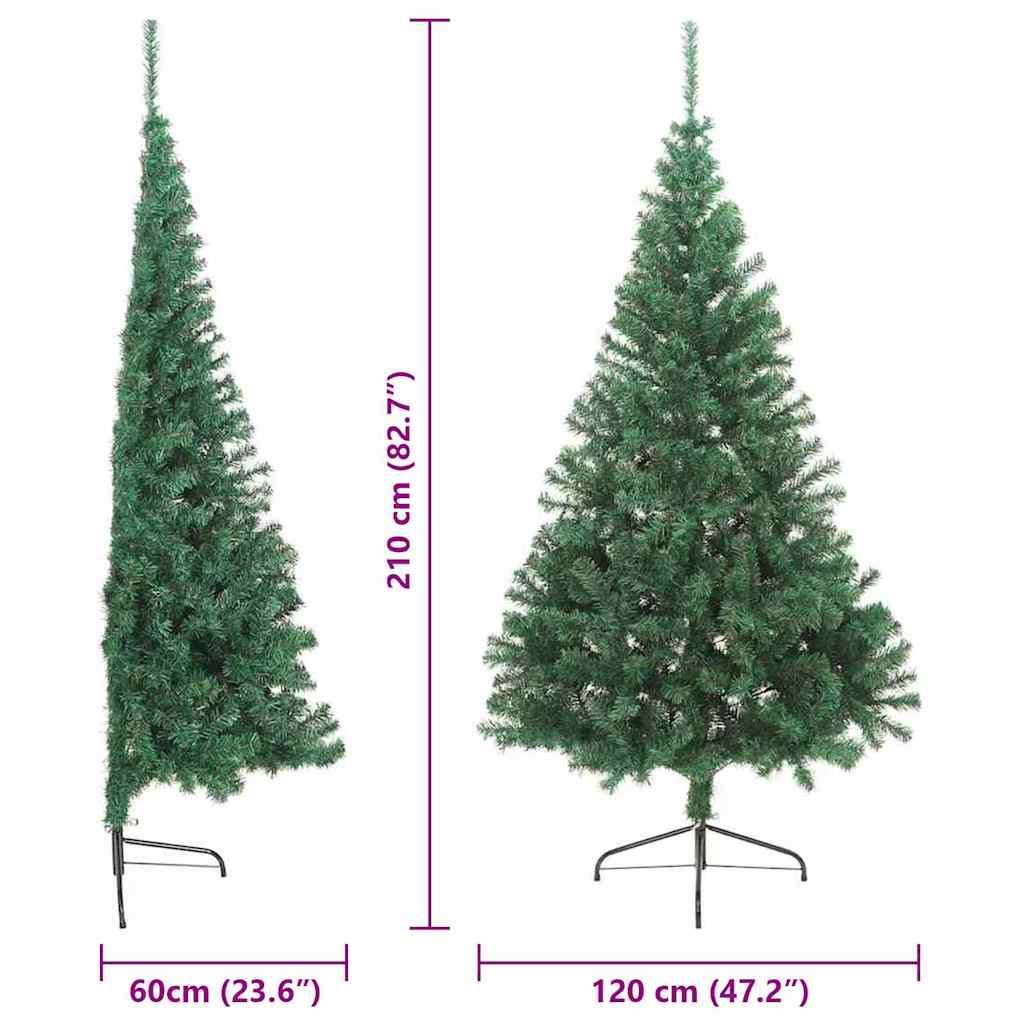 vidaXL Künstlicher vorbeleuchteter Weihnachtsbaum Grün 210 cm PVC