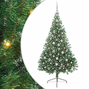 vidaXL Künstlicher vorbeleuchteter Weihnachtsbaum Grün 210 cm PVC
