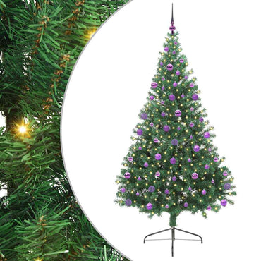 vidaXL Künstlicher vorbeleuchteter Weihnachtsbaum Grün 210 cm PVC
