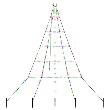 vidaXL LED Weihnachtsbaum mit Erdspießen Mehrfarbig 182 cm Metall