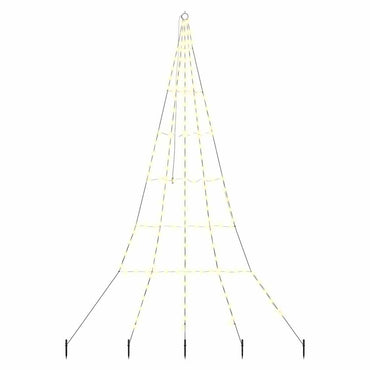 vidaXL LED Weihnachtsbaum mit Erdspießen Warmes Weiß 306 cm Metall
