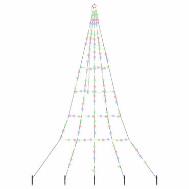 vidaXL LED Weihnachtsbaum mit Erdspießen Mehrfarbig 306 cm Metall