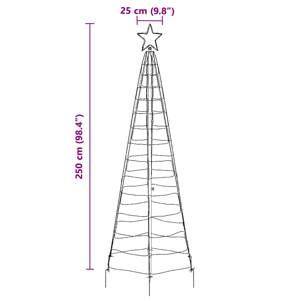 vidaXL LED Weihnachtsbaum mit Erdspießen Warmes Weiß 250 cm Eisen