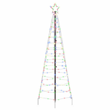vidaXL LED Weihnachtsbaum mit Erdspießen Mehrfarbig 250 cm Eisen