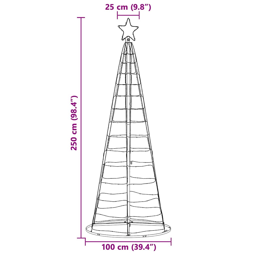 vidaXL Sapin de Noël LED avec 390 LED Blanc Chaud 250 cm Fer