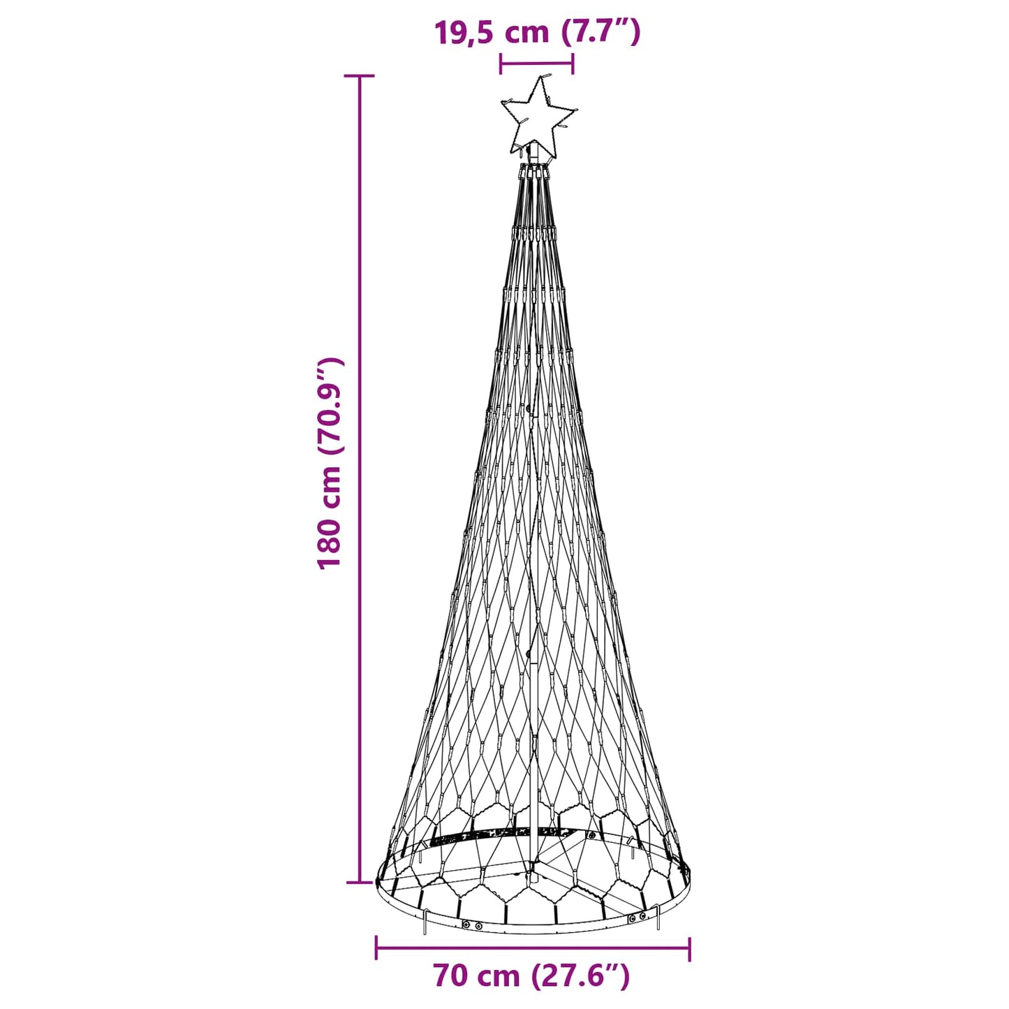 LED-Weihnachtsbaum mit 230 LEDs Mehrfarbig 184,5 cm Metall