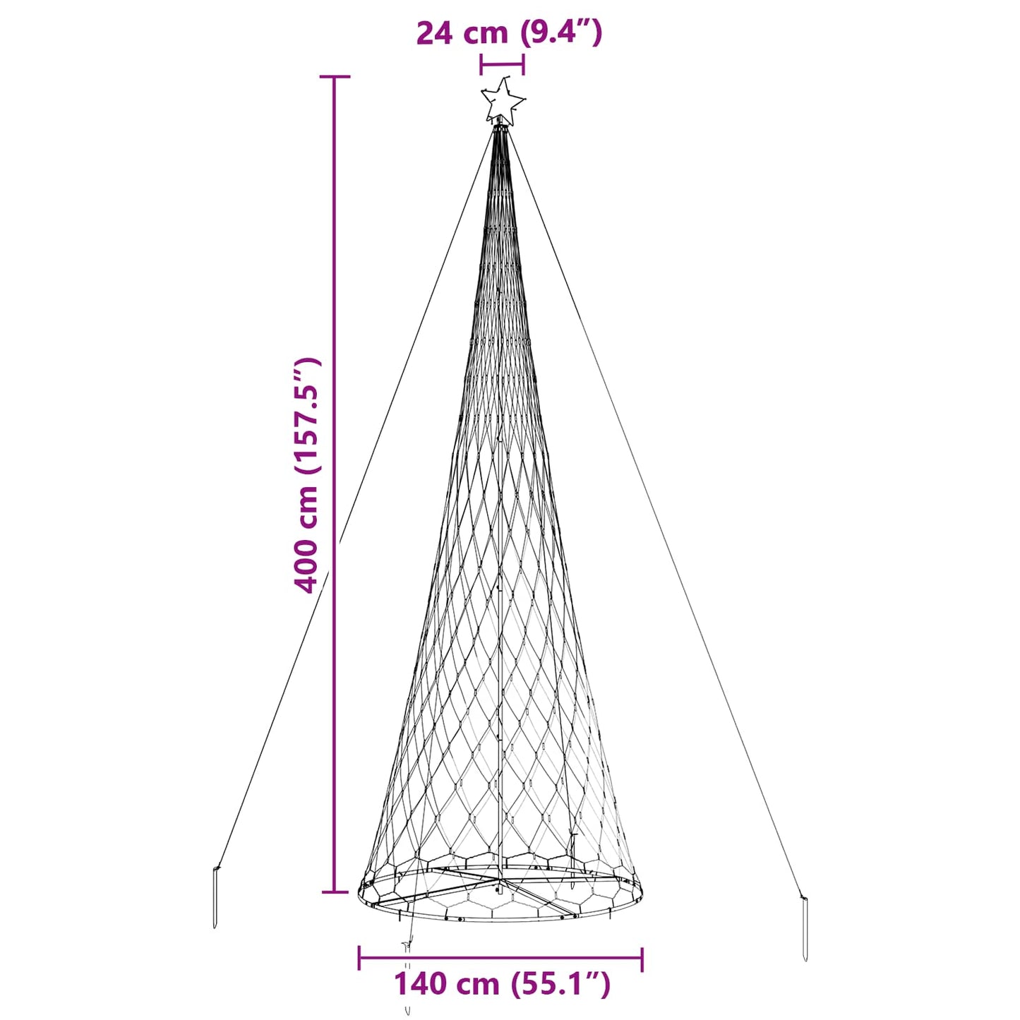 LED-Weihnachtsbaum mit 455 LEDs Mehrfarbig 184,5 cm Metall