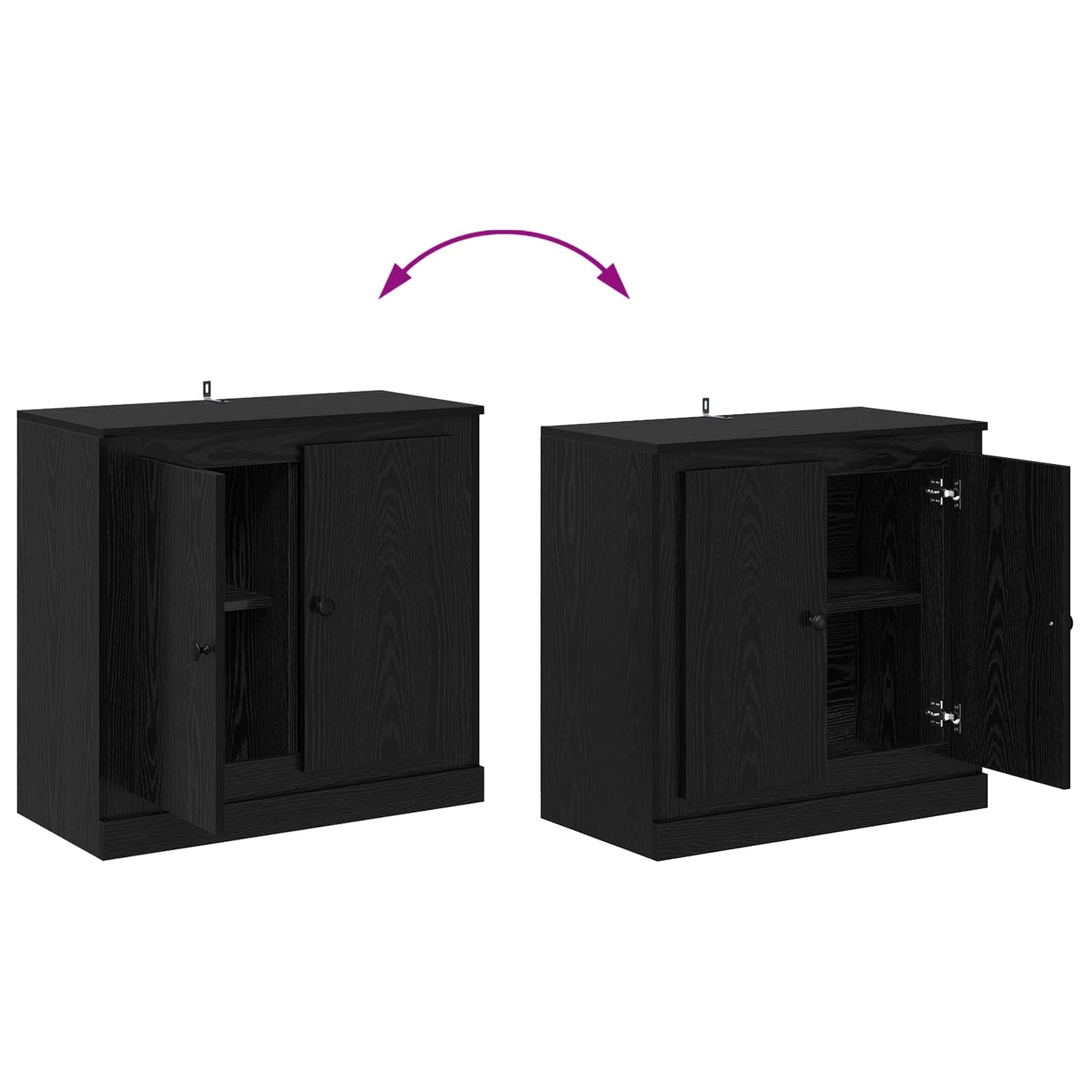 vidaXL Sideboards 3 pcs Schwarz Eichen-Optik 70 x 35,5 x 67,5 cm