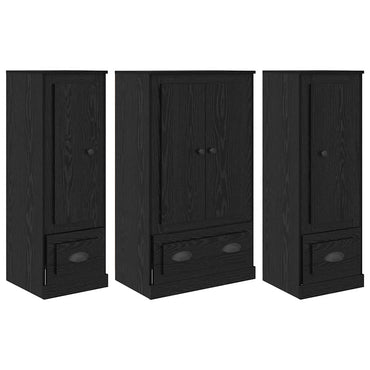 vidaXL Highboard 3 pcs Schwarz Eichen-Optik Holzwerkstoff