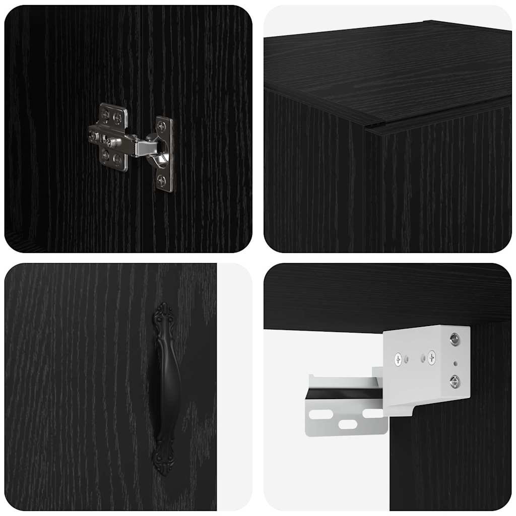 Highboard Weiß und Schwarz Eiche 69,5 x 34 x 180 cm