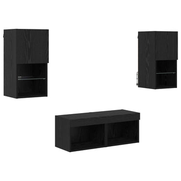vidaXL Étagères murales TV 4 pcs Noir aspect chêne Aggloméré