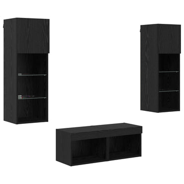 vidaXL Étagères murales pour TV 4 pcs Noir Aspect chêne Bois d'ingénierie