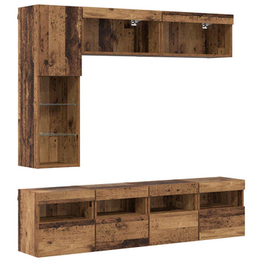 vidaXL Meuble TV avec bandes LED 7 pcs Bois de récupération Bois d'ingénierie