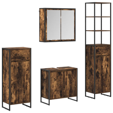 vidaXL Badezimmermöbel-Set mit Regal Geräucherte Eiche Holzwerkstoff