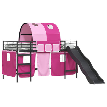 vidaXL Kinder-Etagenbett Schwarz und Pink 107 x 200 cm Metall