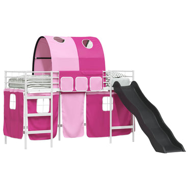 vidaXL Kinder-Etagenbett Weiß und Rosa 74,5 x 190 cm Metall
