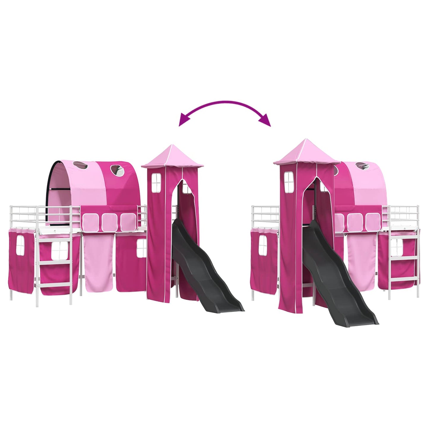 vidaXL Kinderloftbett Weiß und Rosa 99,5 x 190 cm Metall