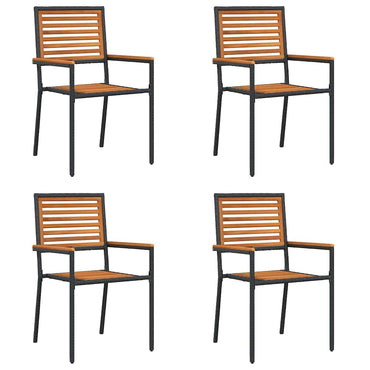vidaXL Chaises de jardin empilables 4 pcs Marron et noir