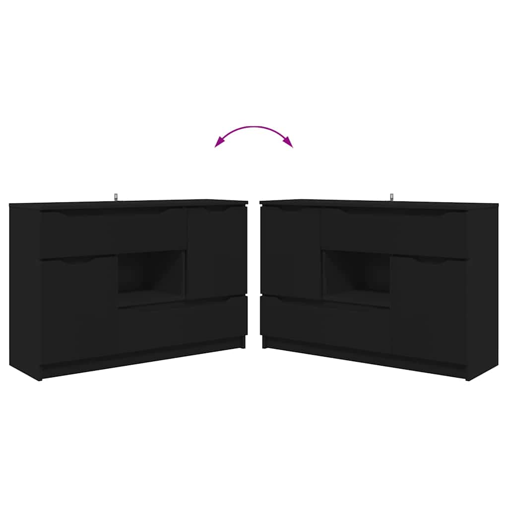 vidaXL Buffet avec tiroirs Noir 100 x 30 x 65,6 cm Bois d'ingénierie