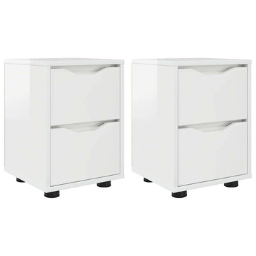 vidaXL Nachttische 2 pcs Hochglanz Weiß 30,5 x 30 x 43 cm