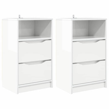 vidaXL Nachttische 2 pcs Hochglanz Weiß 40 x 30 x 467 cm Holzwerkstoff