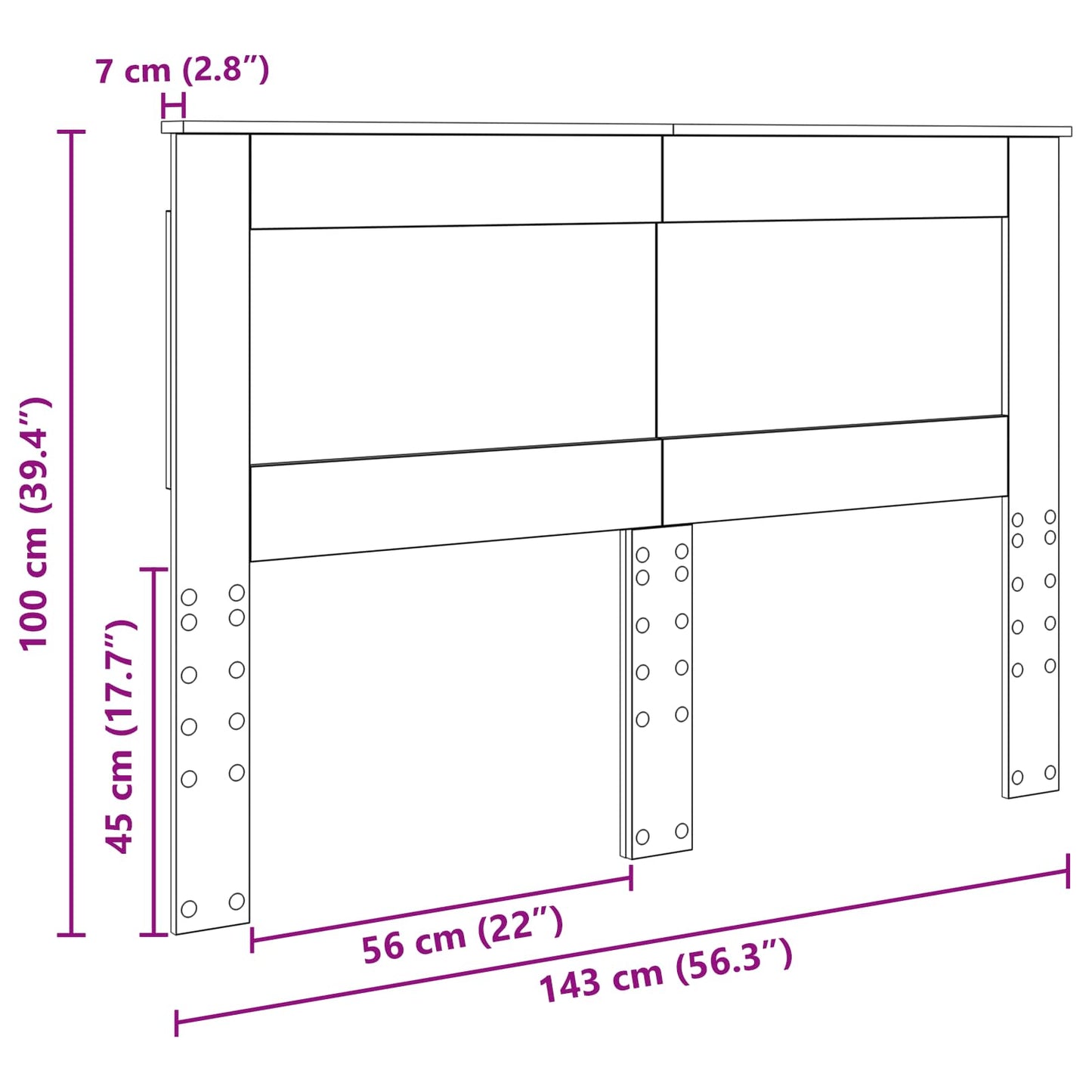vidaXL Kopfteil mit Kopfteil Altholz 140 cm Holzwerkstoff