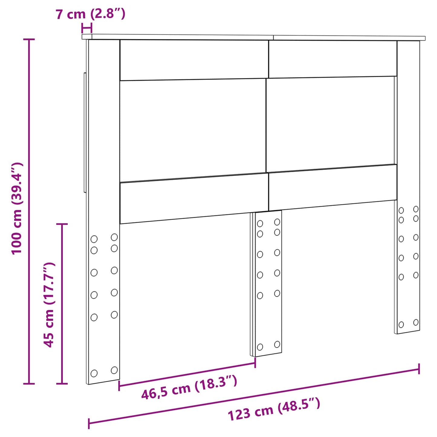 vidaXL Kopfteil mit Kopfteil Altholz 120 cm Holzwerkstoff