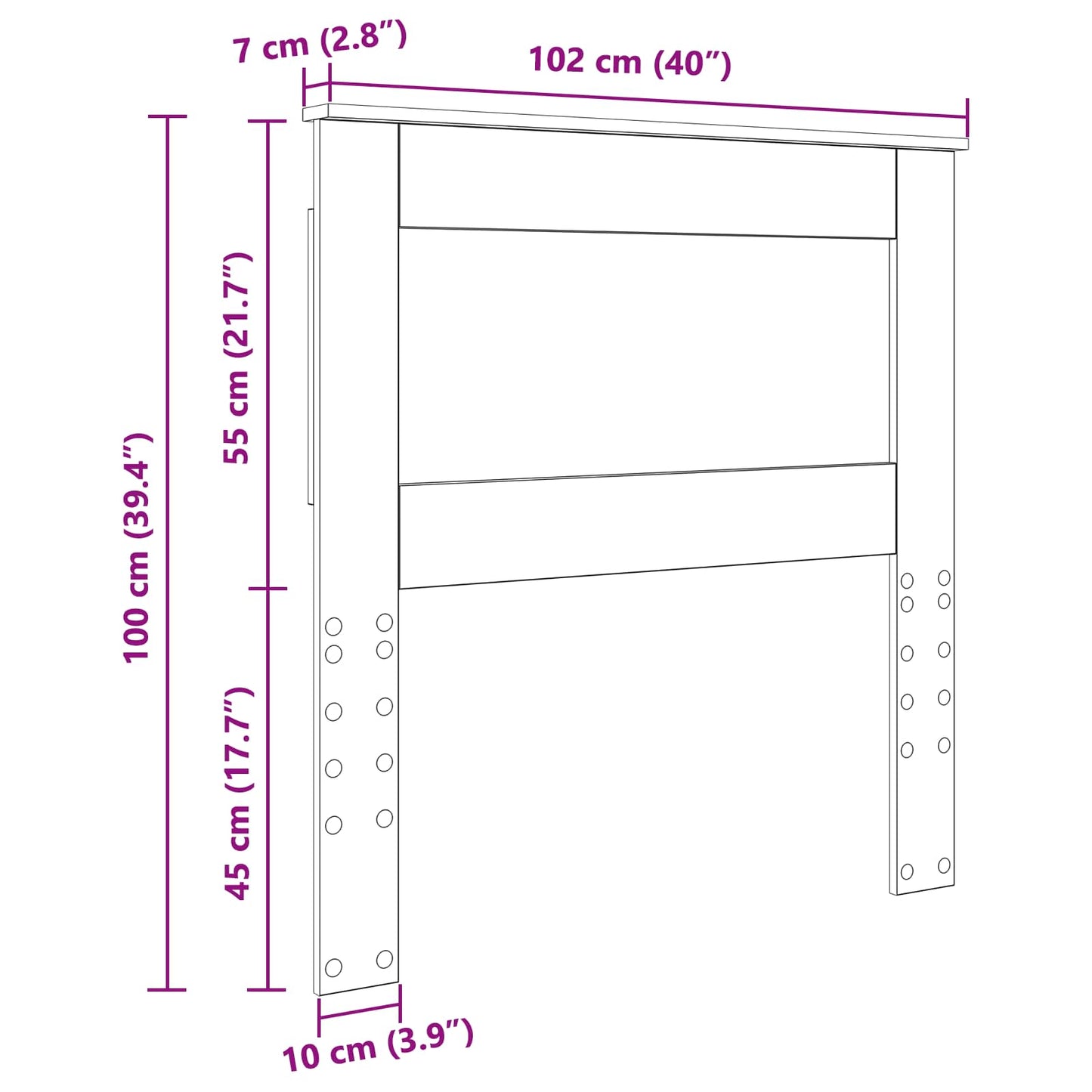 Kopfteil mit Kopfteil Schwarz Eichen-Optik 100 cm Holzwerkstoff