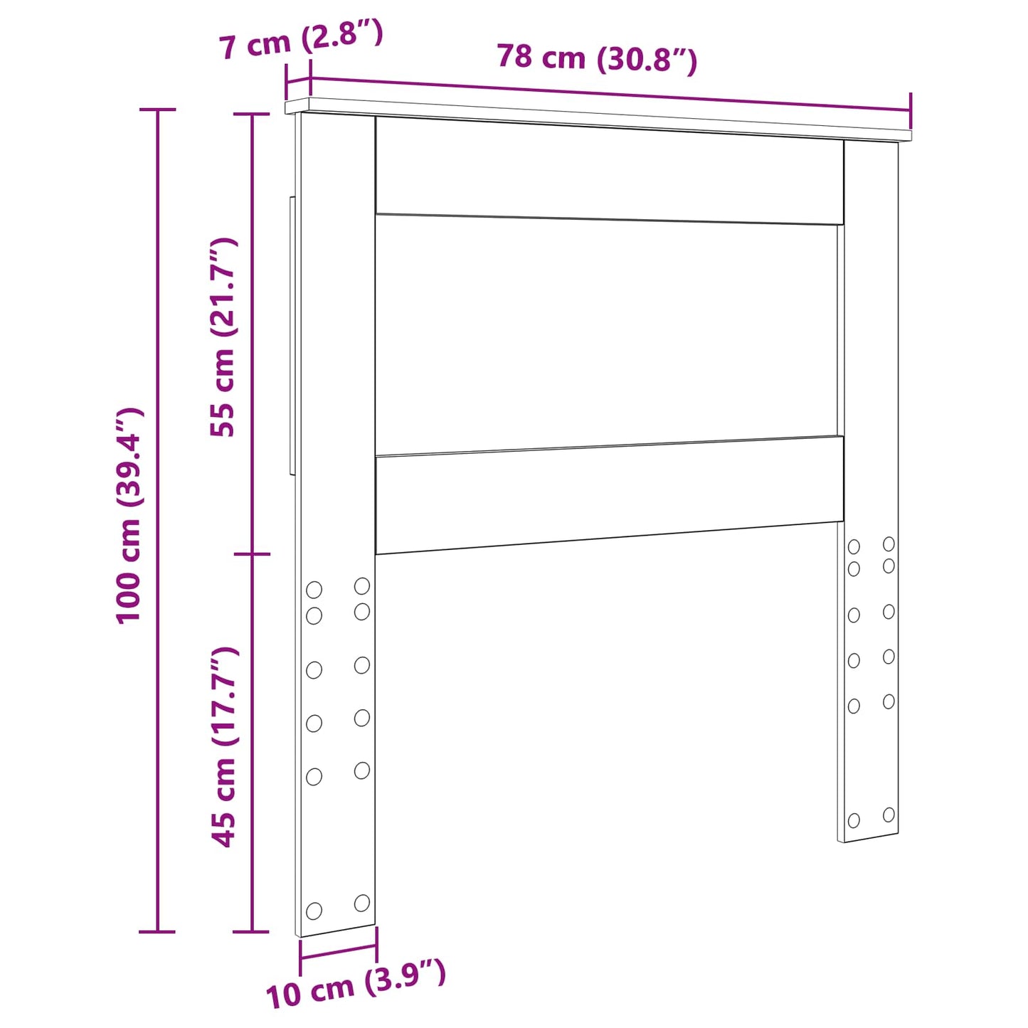 Kopfteil mit Kopfteil Geräucherte Eiche 75 cm Holzwerkstoff