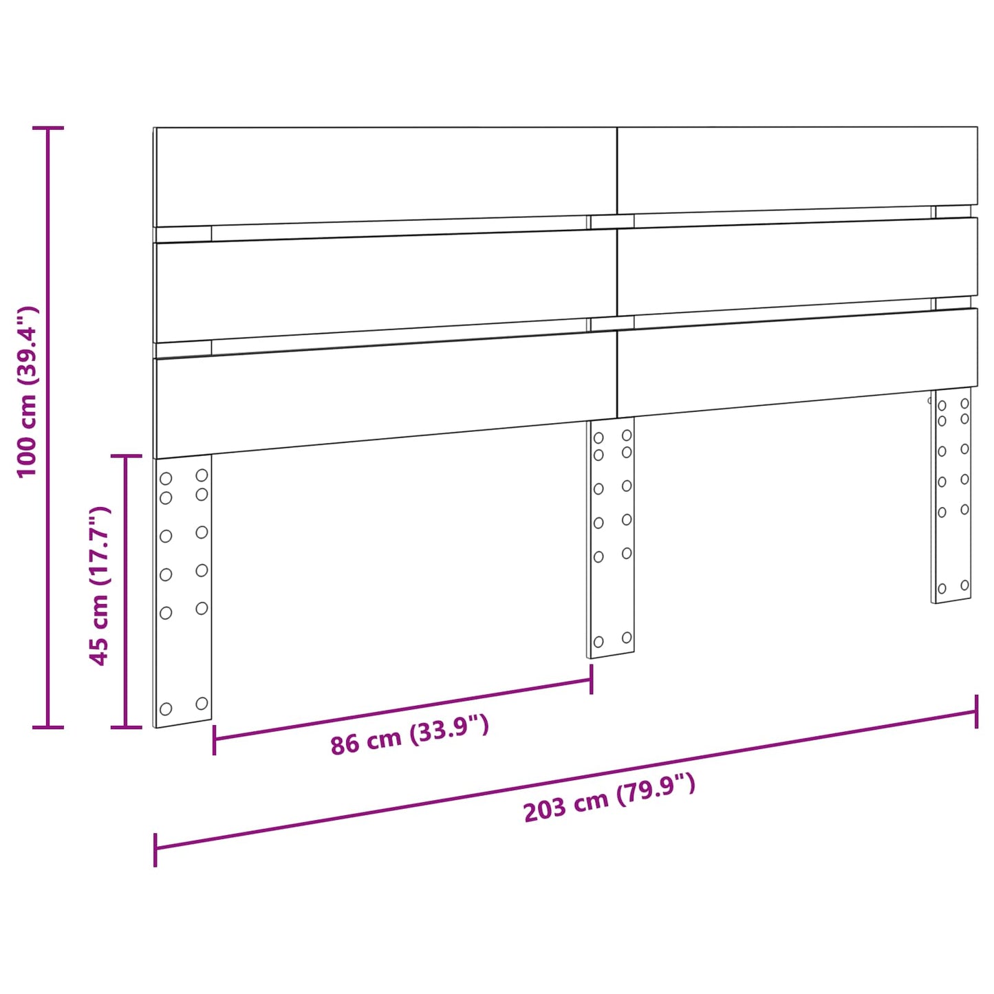 Kopfteil Altholz 200 cm Holzwerkstoff
